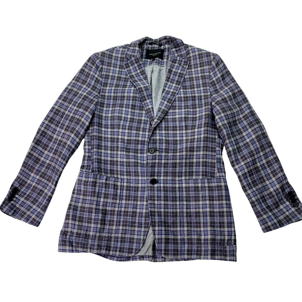Men's Plaid Blazer - Blue and Gray